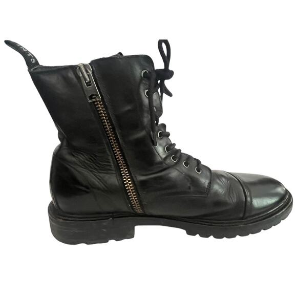 AllSaints Piero Combat Ankle Boots •EU 46/US 13• Black Leather Zipper $349 main image 12